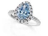 White gold Fancy Blue Pear  Halo Round Diamond Pavé Band Four-Prong Ring_4