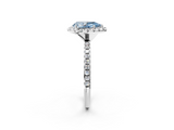 White gold Fancy Blue Pear  Halo Round Diamond Pavé Band Four-Prong Ring_5