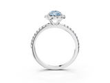 White gold Fancy Blue Pear  Halo Round Diamond Pavé Band Four-Prong Ring_6