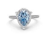 White gold Fancy Blue Pear  Halo Round Diamond Pave Band with Four-Prong Setting_50
