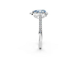 White gold Fancy Blue Pear  Halo Round Diamond Pave Band with Four-Prong Setting_52