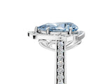 White gold Fancy Blue Pear  Halo Round Diamond Pave Band with Four-Prong Setting_55