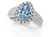 White gold Fancy Blue Pear  Halo Round Diamond Pave Band with Prong Setting_25
