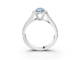 White gold Fancy Blue Pear  Halo Round Diamond Pave Band with Prong Setting_27