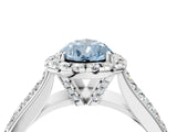 White gold Fancy Blue Pear  Halo Round Diamond Pave Band with Prong Setting_28
