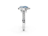 White gold Fancy Blue Pear  Halo Solitaire Diamond Ring with Pave Band and Bezel Setting_51