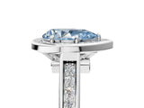 White gold Fancy Blue Pear  Halo Solitaire Diamond Ring with Pave Band and Bezel Setting_54