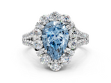 White gold Fancy Blue Pear  Halo Split Shank Diamond Engagement Ring with Pave Band and Four-Prong Setting_54
