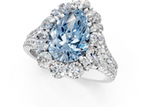 White gold Fancy Blue Pear  Halo Split Shank Diamond Engagement Ring with Pave Band and Four-Prong Setting_55