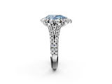 White gold Fancy Blue Pear  Halo Split Shank Diamond Engagement Ring with Pave Band and Four-Prong Setting_56