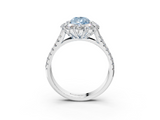 White gold Fancy Blue Pear  Halo Split Shank Diamond Engagement Ring with Pave Band and Four-Prong Setting_57