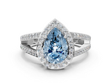 White gold Fancy Blue Pear  Halo Split Shank Diamond Ring with Four-Prong Setting_32