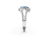White gold Fancy Blue Pear  Halo Split Shank Diamond Ring with Four-Prong Setting_34