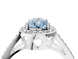 White gold Fancy Blue Pear  Halo Split Shank Diamond Ring with Four-Prong Setting_36