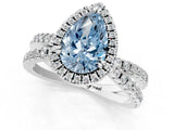 White gold Fancy Blue Pear  Halo Split Shank Diamond Ring with Pavé Setting_27