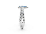 White gold Fancy Blue Pear  Halo Split Shank Diamond Ring with Pavé Setting_28