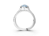 White gold Fancy Blue Pear  Halo Split Shank Diamond Ring with Pavé Setting_29
