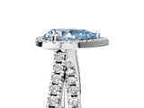 White gold Fancy Blue Pear  Halo Split Shank Diamond Ring with Pavé Setting_31