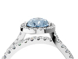 White gold Fancy Blue Pear  Halo Split Shank Diamond Ring with Pavé Setting_31