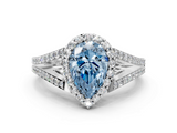 White gold Fancy Blue Pear  Halo Split Shank Diamond Ring with Prong Setting_20