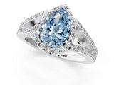 White gold Fancy Blue Pear  Halo Split Shank Pave Diamond Ring with Four-Prong Setting_50