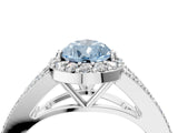 White gold Fancy Blue Pear  Halo Split Shank Pave Diamond Ring with Four-Prong Setting_53
