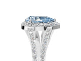 White gold Fancy Blue Pear  Halo Split Shank Pave Diamond Ring with Four-Prong Setting_54