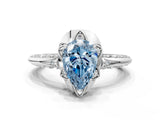 White gold Fancy Blue Pear  Halo Split Shank Pave Diamond Ring with Petal Prong Setting_31
