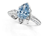 White gold Fancy Blue Pear  Halo Split Shank Pave Diamond Ring with Petal Prong Setting_32