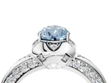 White gold Fancy Blue Pear  Halo Split Shank Pave Diamond Ring with Petal Prong Setting_35