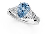 White gold Fancy Blue Pear  Halo Twist Band Solitaire Prong Setting Ring_83