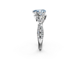 White gold Fancy Blue Pear  Halo Twist Band Solitaire Prong Setting Ring_84
