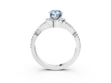 White gold Fancy Blue Pear  Halo Twist Band Solitaire Prong Setting Ring_85