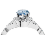 White gold Fancy Blue Pear  Halo Twist Band Solitaire Prong Setting Ring_86