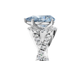 White gold Fancy Blue Pear  Halo Twist Band Solitaire Prong Setting Ring_87