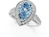 White gold Fancy Blue Pear  Halo Twist Band Solitaire Ring with Six-Prong Setting_32