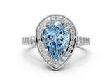 White gold Fancy Blue Pear  Halo Twist Band Solitaire Ring with Six-Prong Setting_32