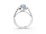 White gold Fancy Blue Pear  Halo Twist Band Solitaire Ring with Six-Prong Setting_34
