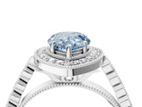 White gold Fancy Blue Pear  Halo Twist Band Solitaire Ring with Six-Prong Setting_35