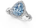 White gold Fancy Blue Pear  Halo Twist Band Solitaire Ring_21