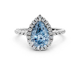 White gold Fancy Blue Pear  Halo Twisted Band Four-Prong Diamond Ring_20