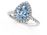 White gold Fancy Blue Pear  Halo Twisted Band Four-Prong Diamond Ring_21