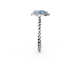 White gold Fancy Blue Pear  Halo Twisted Band Four-Prong Diamond Ring_22