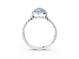 White gold Fancy Blue Pear  Halo Twisted Band Four-Prong Diamond Ring_23