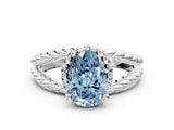 White gold Fancy Blue Pear  Halo Twisted Band Four-Prong Ring_32