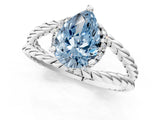 White gold Fancy Blue Pear  Halo Twisted Band Four-Prong Ring_33