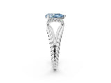 White gold Fancy Blue Pear  Halo Twisted Band Four-Prong Ring_34