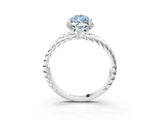 White gold Fancy Blue Pear  Halo Twisted Band Four-Prong Ring_35
