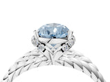White gold Fancy Blue Pear  Halo Twisted Band Four-Prong Ring_36