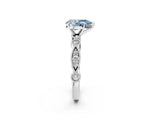 White gold Fancy Blue Pear  Milgrain Bezel Diamond Engagement Ring with Solitaire Prong Setting_150